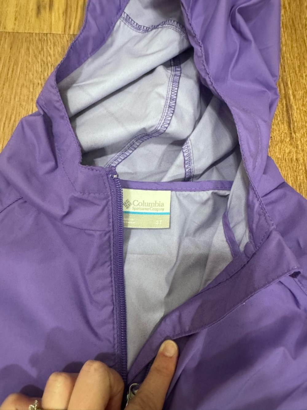 Columbia Kids Hooded Rain Jacket in Bright Purple - Picture 2 of 2